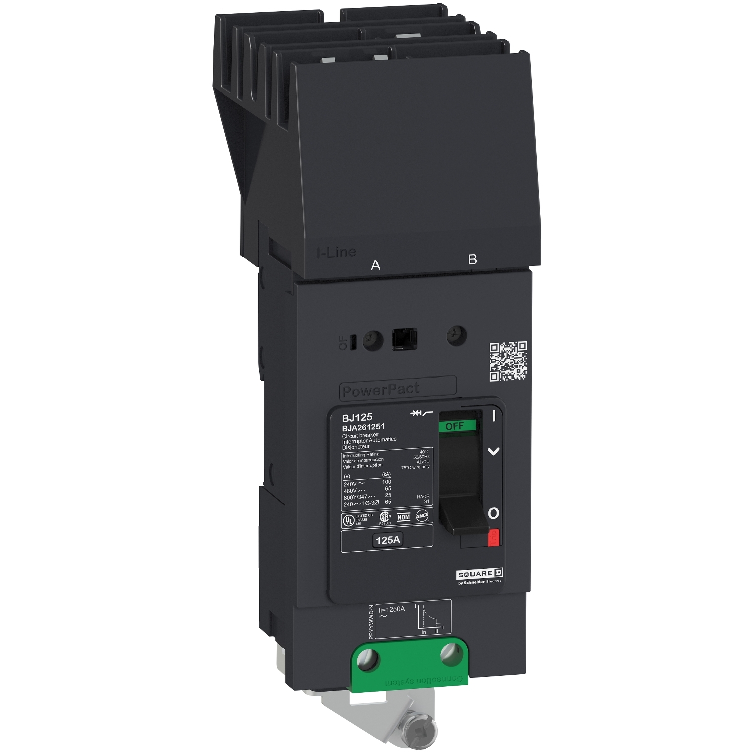 Schneider Electric Molded Case Circuit Breaker; 2-Pole; 30A; 600VAC/250VDC; 35kA @ 480VAC; I-Line; UL 489